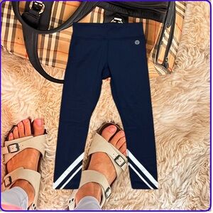 Tory Sport Navy Leggings with White Stripes